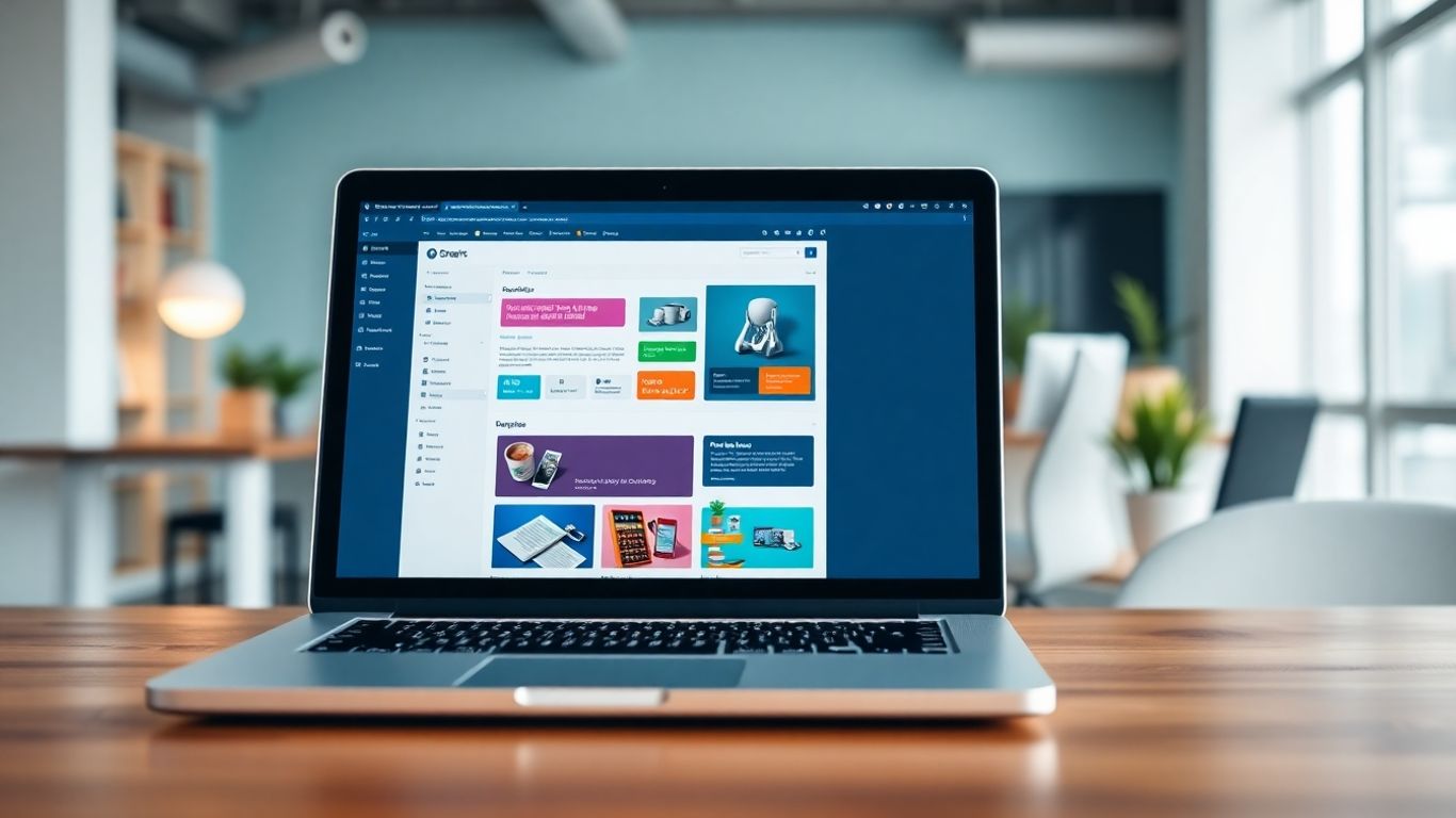 شاشة لابتوب تعرض لوحة تحكم ووردبريس وموقع ويب