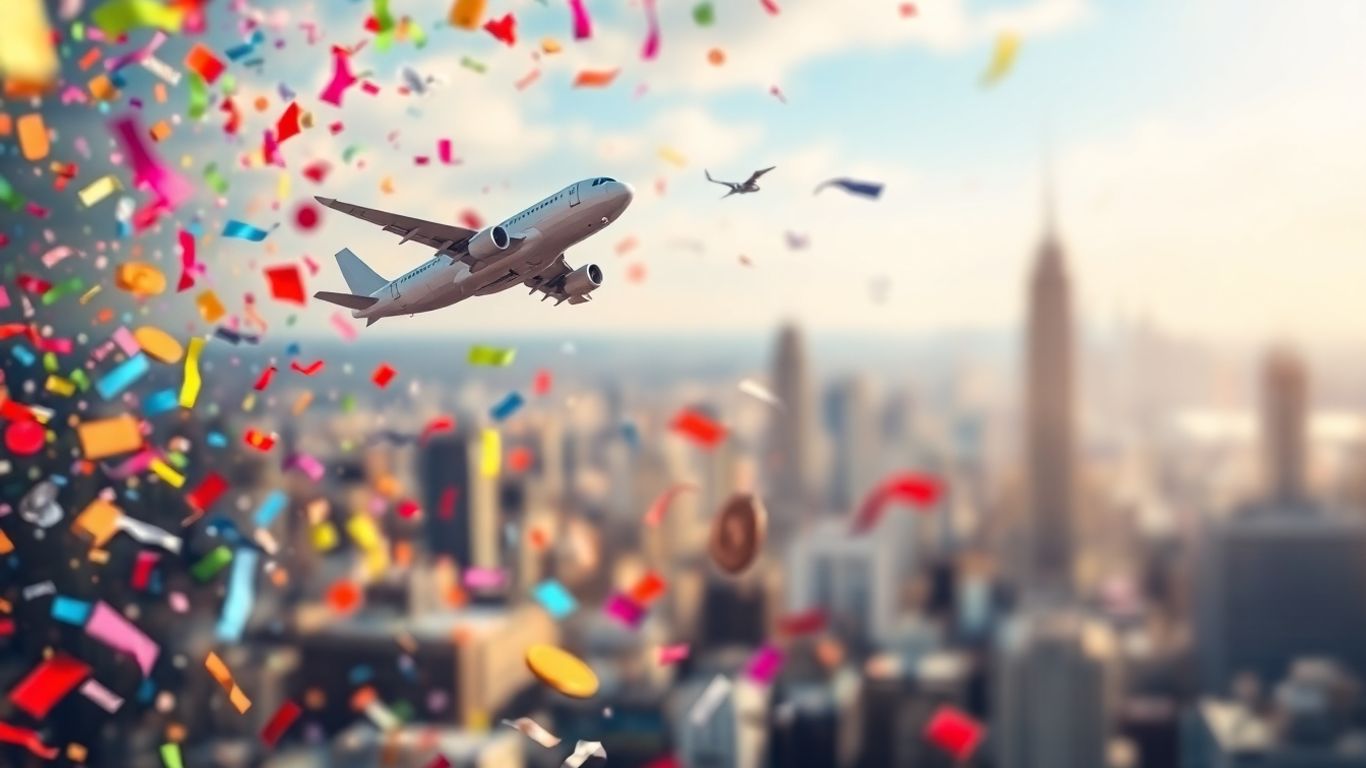 Airplane flying towards savings and deals.