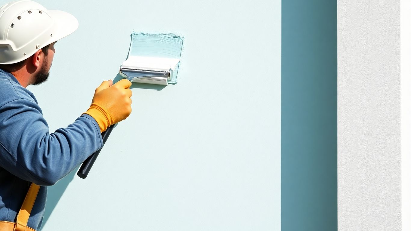 Painter applying quality paint to house exterior