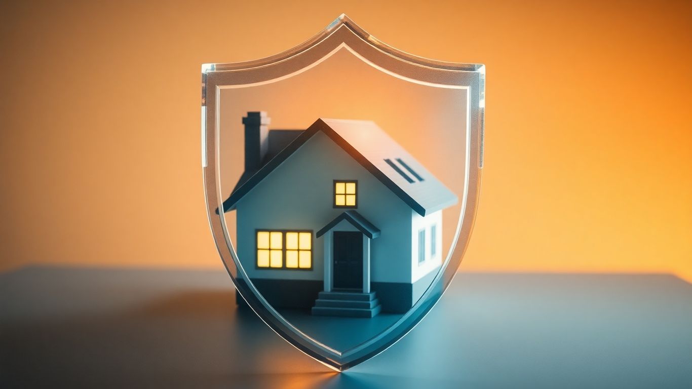 Casa protegida por un escudo de seguridad financiera.