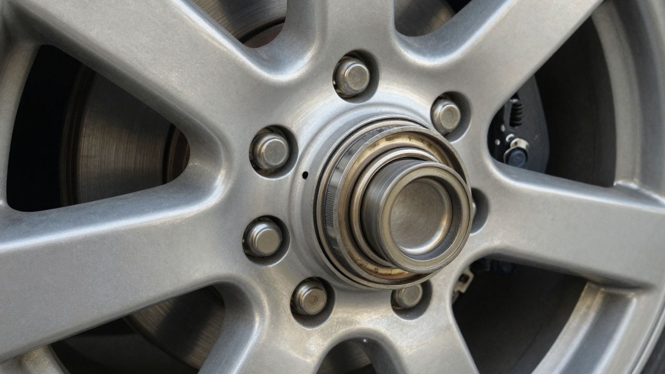 Car wheel hub assembly with bearings and seals.