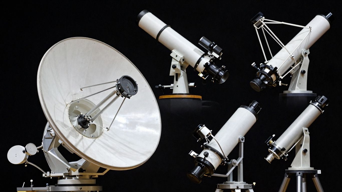 Verschiedene astronomische Teleskopmontierungen im Detail.