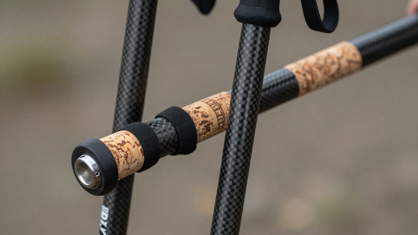 Black Diamond Alpine Carbon Cork trekking poles with cork grips.