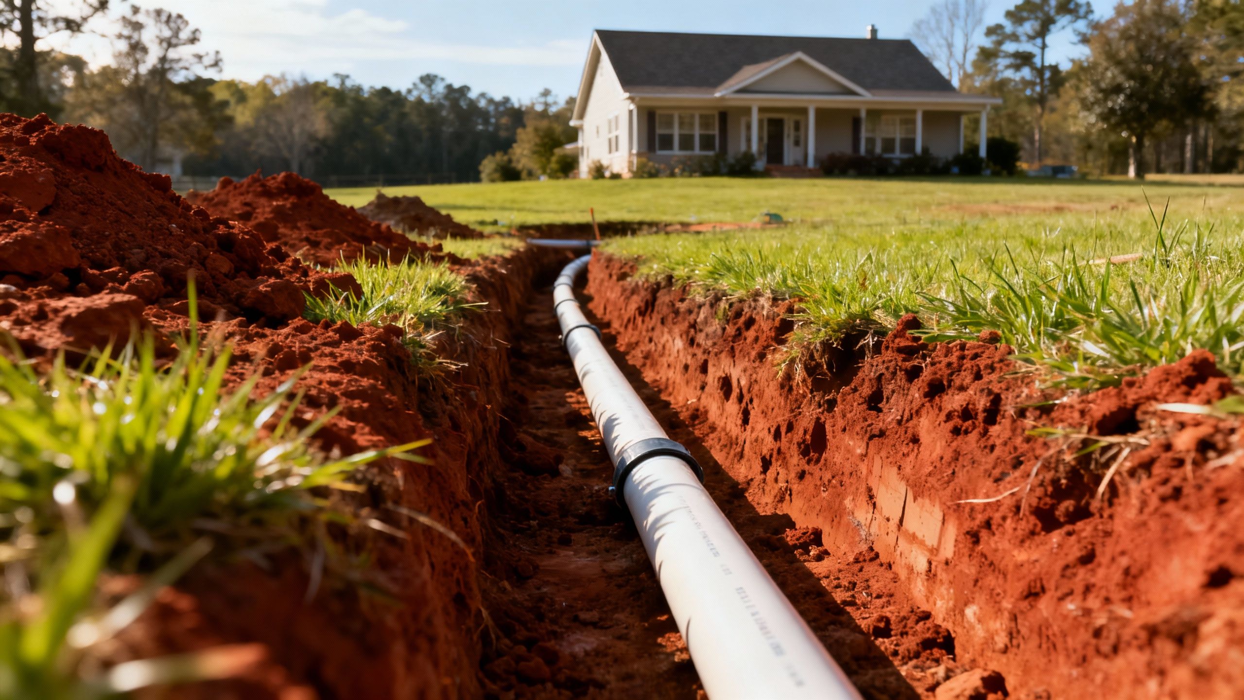 Proper water line installation on rural Georgia property