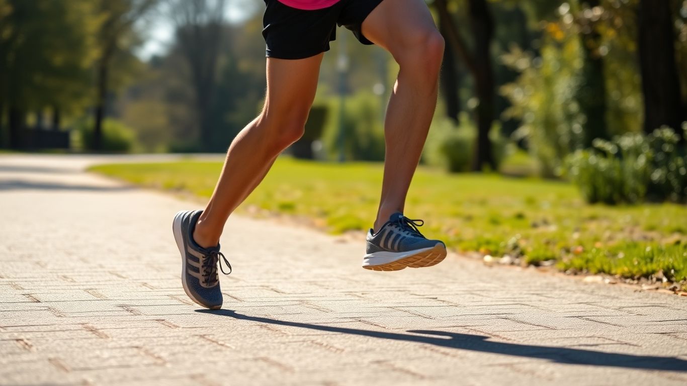 Runner's legs in motion during a half marathon.