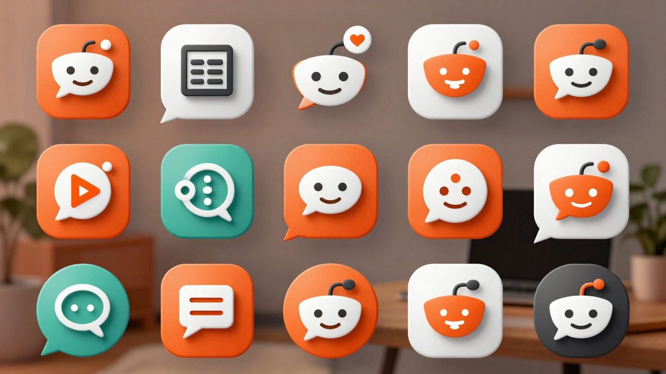 Infographic of AI chatbot icons on Reddit.