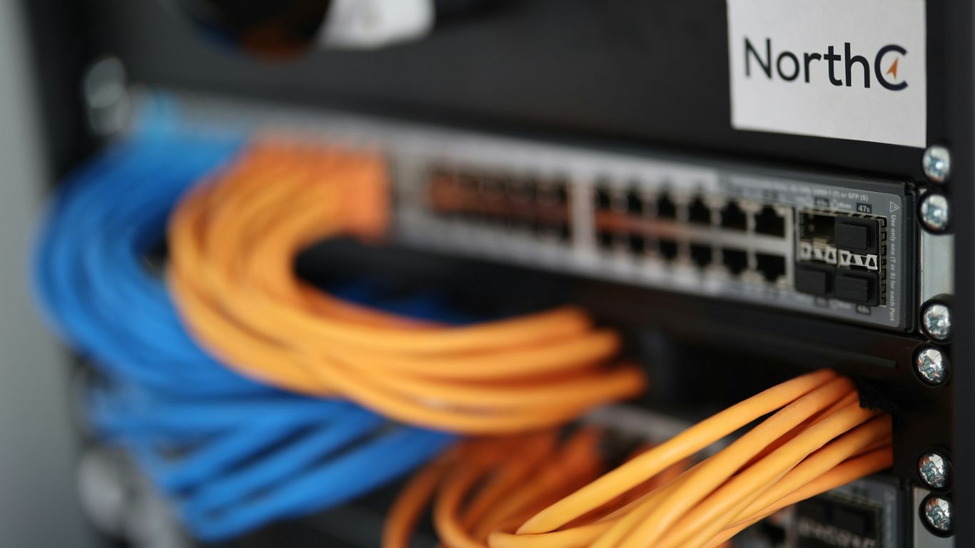 a close up of a network switch box