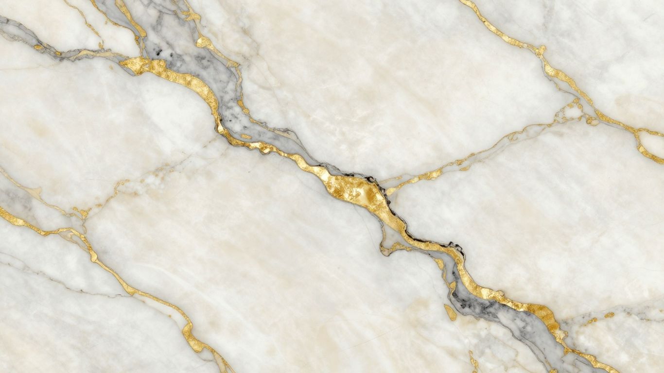 Calacatta Gold marble slab sketch with gold and grey veining.