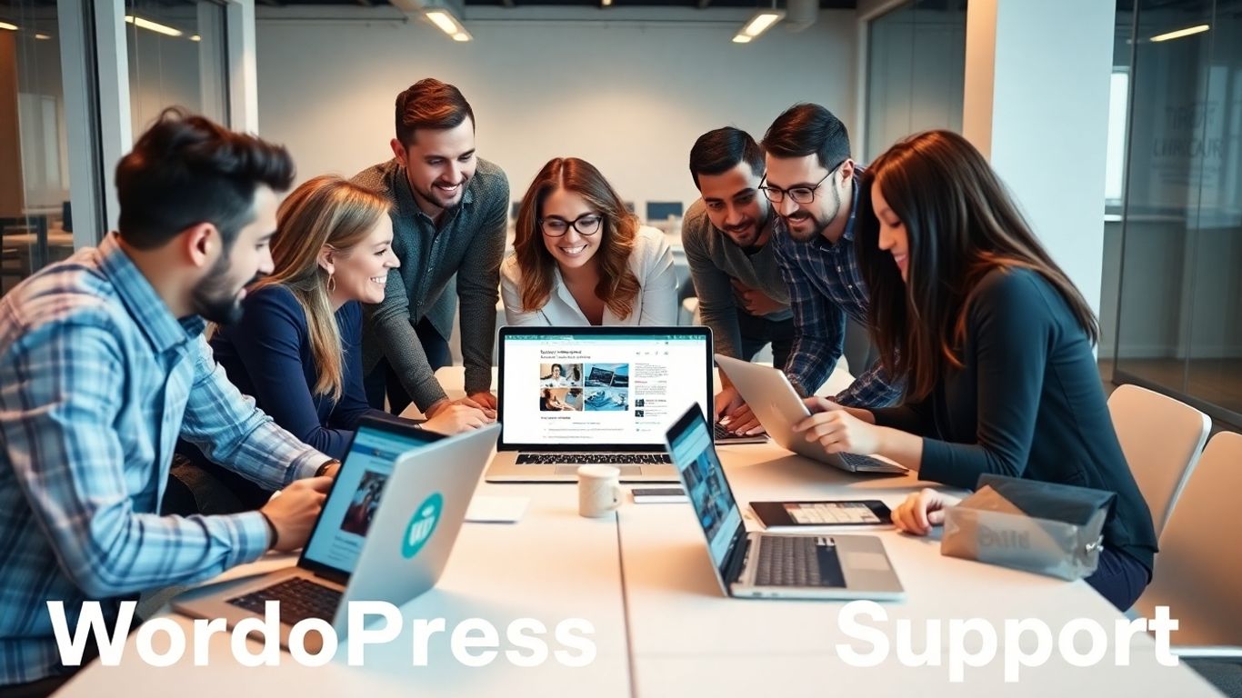 People working together on WordPress website support