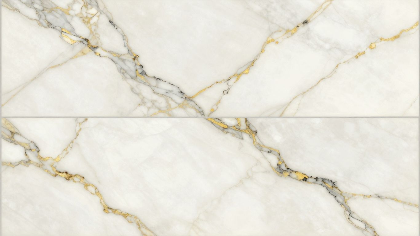 Calacatta Gold marble tiles with elegant veining.
