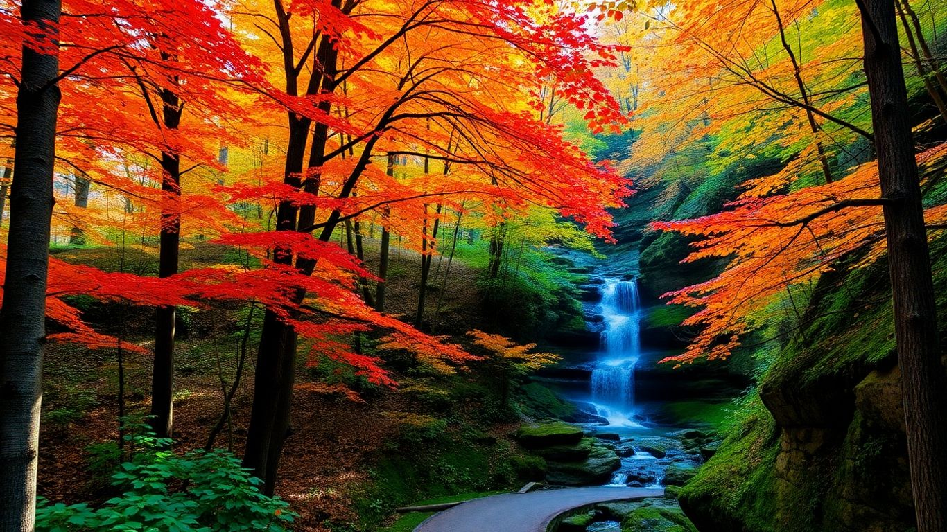 Autumn colors in Hocking Hills, Ohio gorge