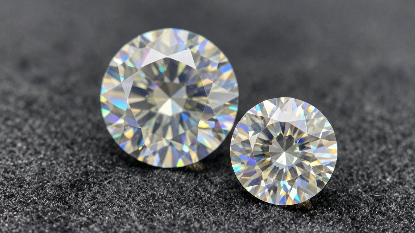Sparkling diamonds, one natural, one lab-grown.