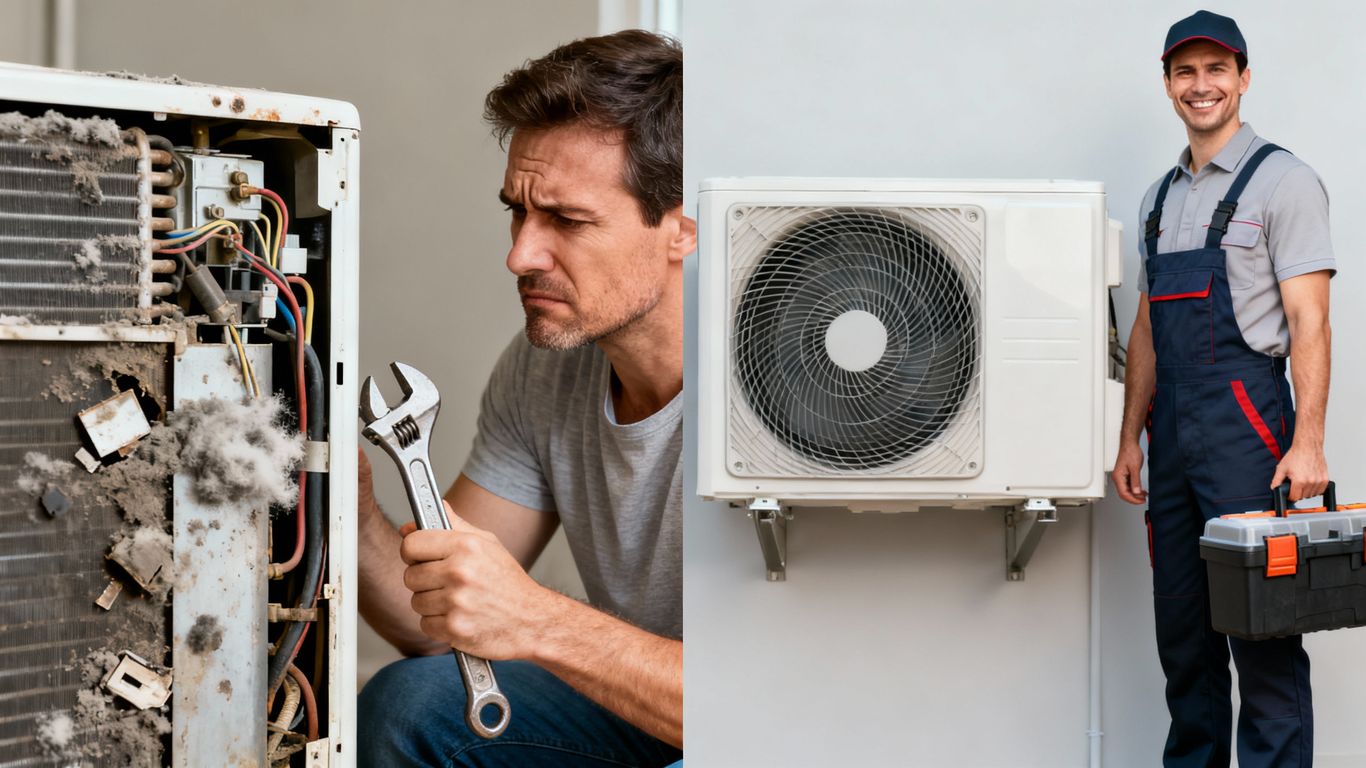 Professional AC repair versus DIY AC maintenance.