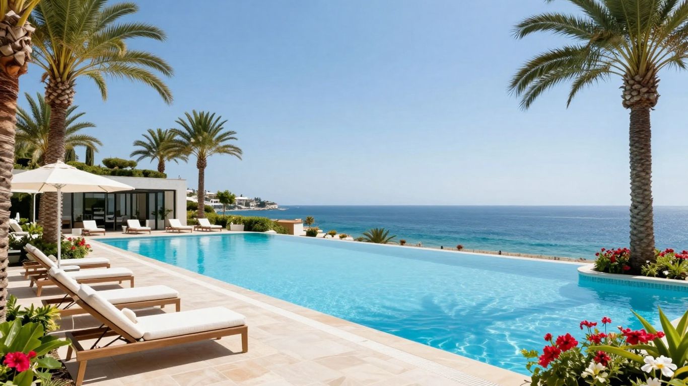 Luxury infinity pool overlooking the Mediterranean Sea at Ikos Andalusia.
