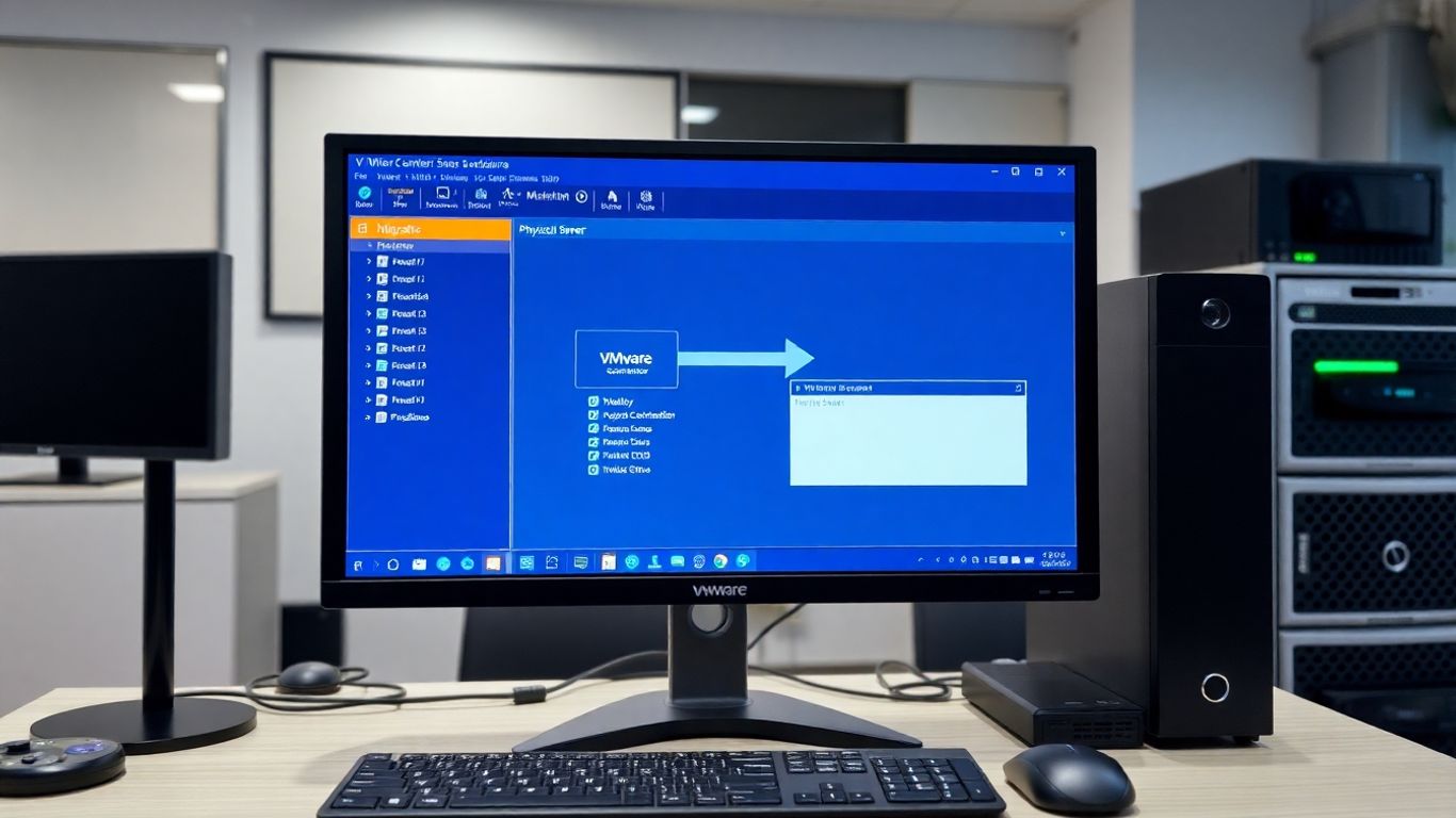 Computer screen showing VMware vCenter Converter migration