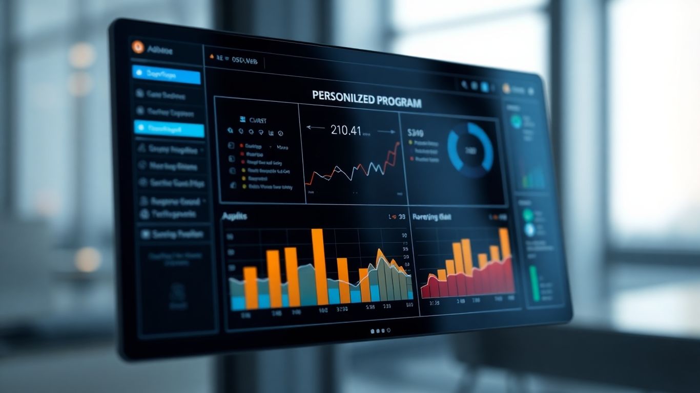 AI coaching platform interface with data visualizations