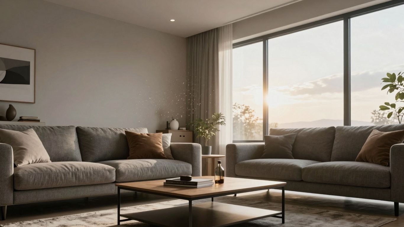 Sala de estar luminosa con sofá y mesa de centro.