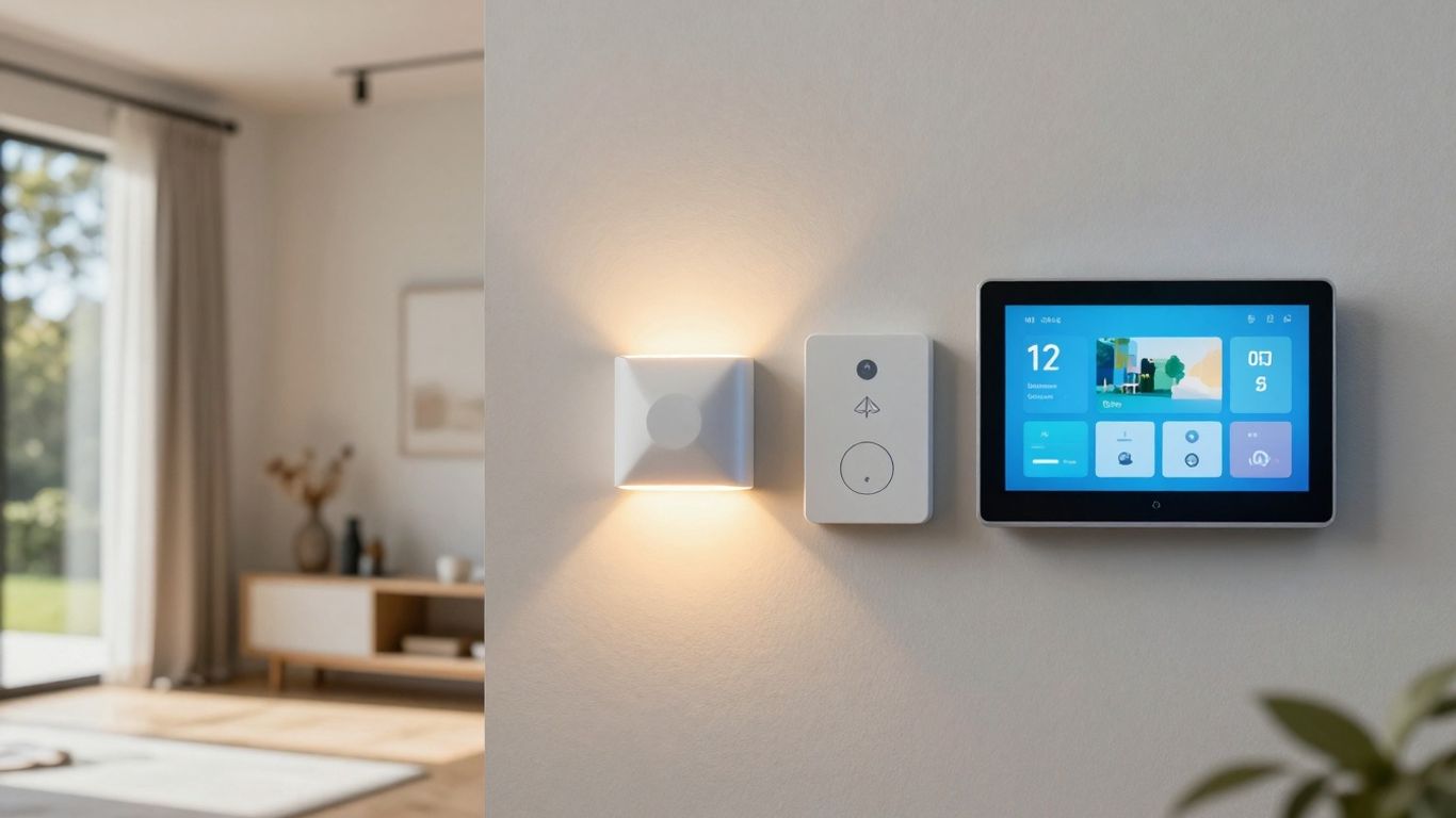 Modern smart home interior with integrated technology.