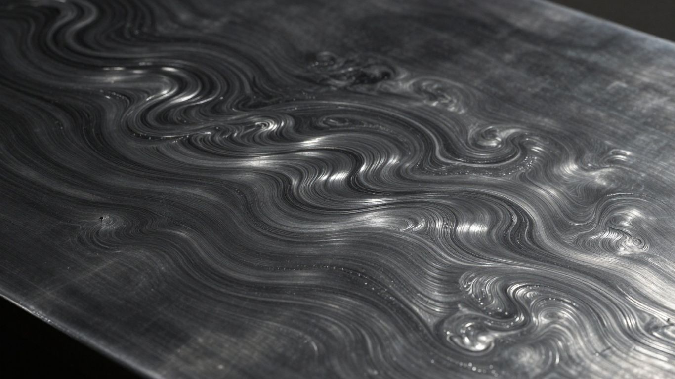 Close-up of Damascus steel knife blade patterns.