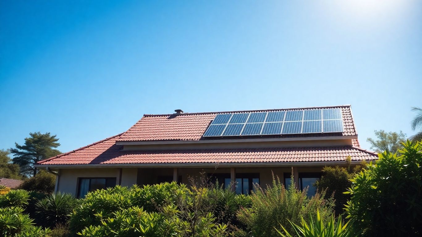 South African home with solar panels on roof.