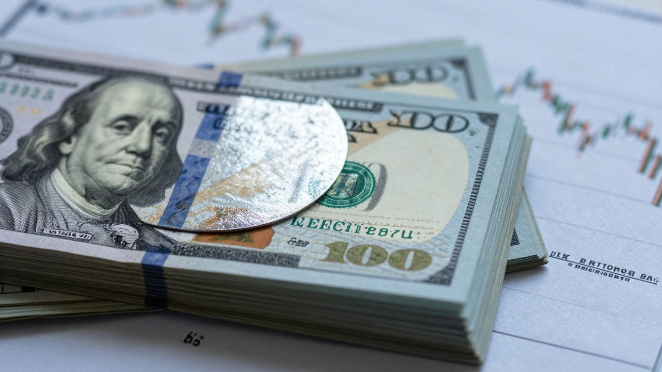 Financial bond certificate with currency.