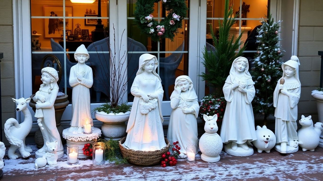 Künstlerische Gartenskulpturen im Winter