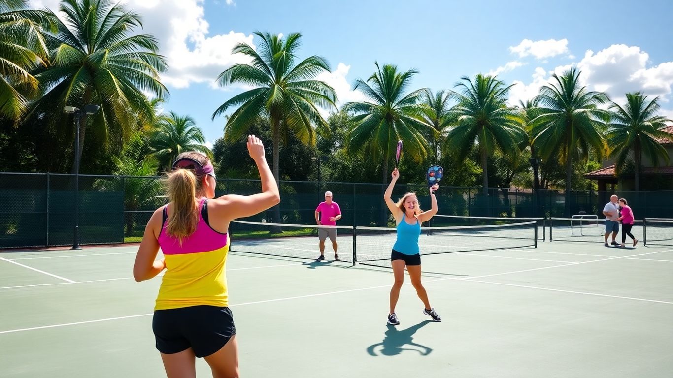 Florida pickleball players during a competitive match.