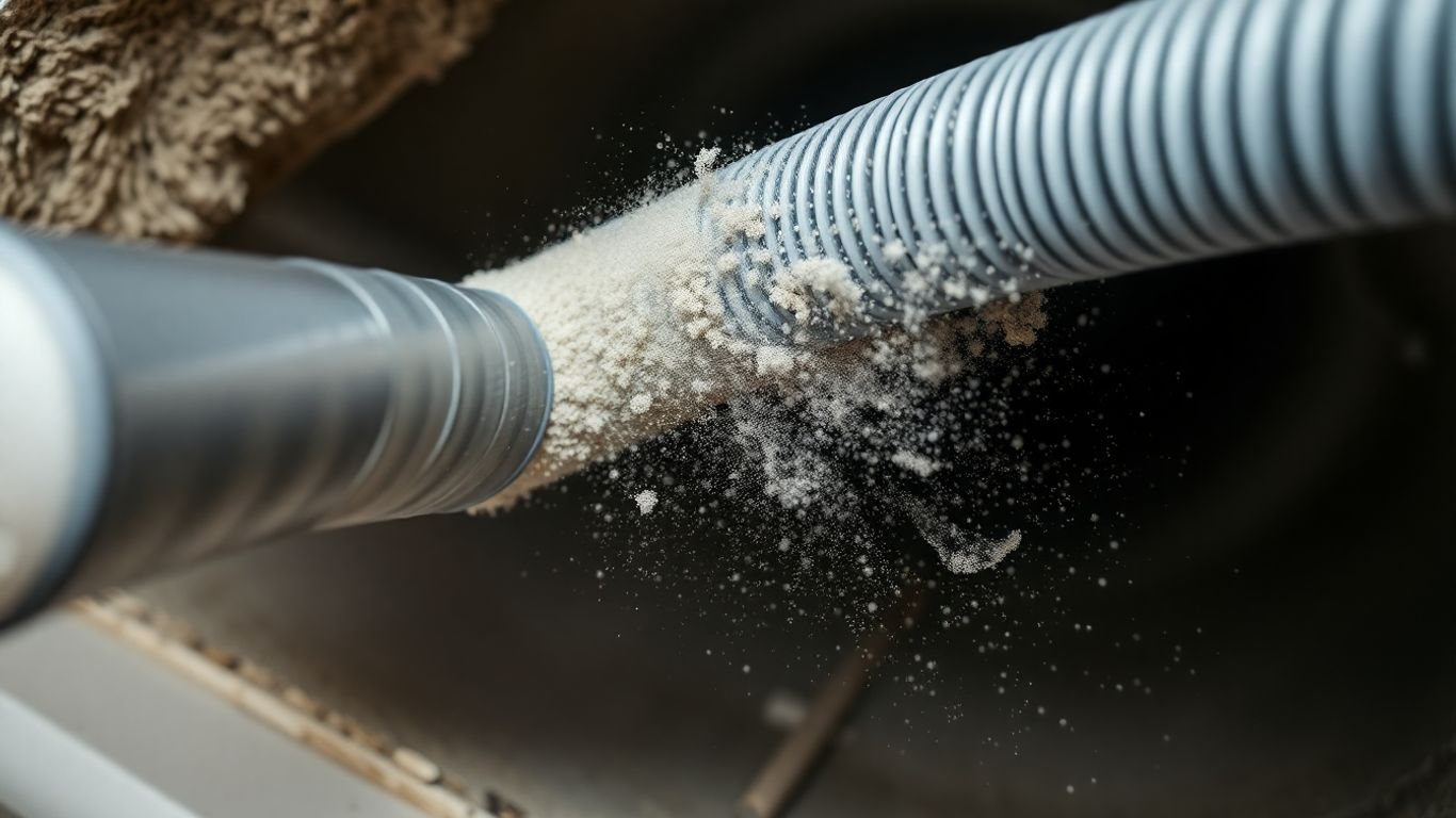 Professional cleaning dust from home air ducts.
