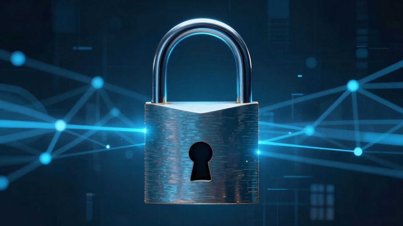 Digital padlock protecting a network grid.