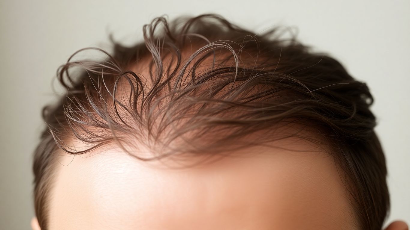 Thinning hair on a scalp