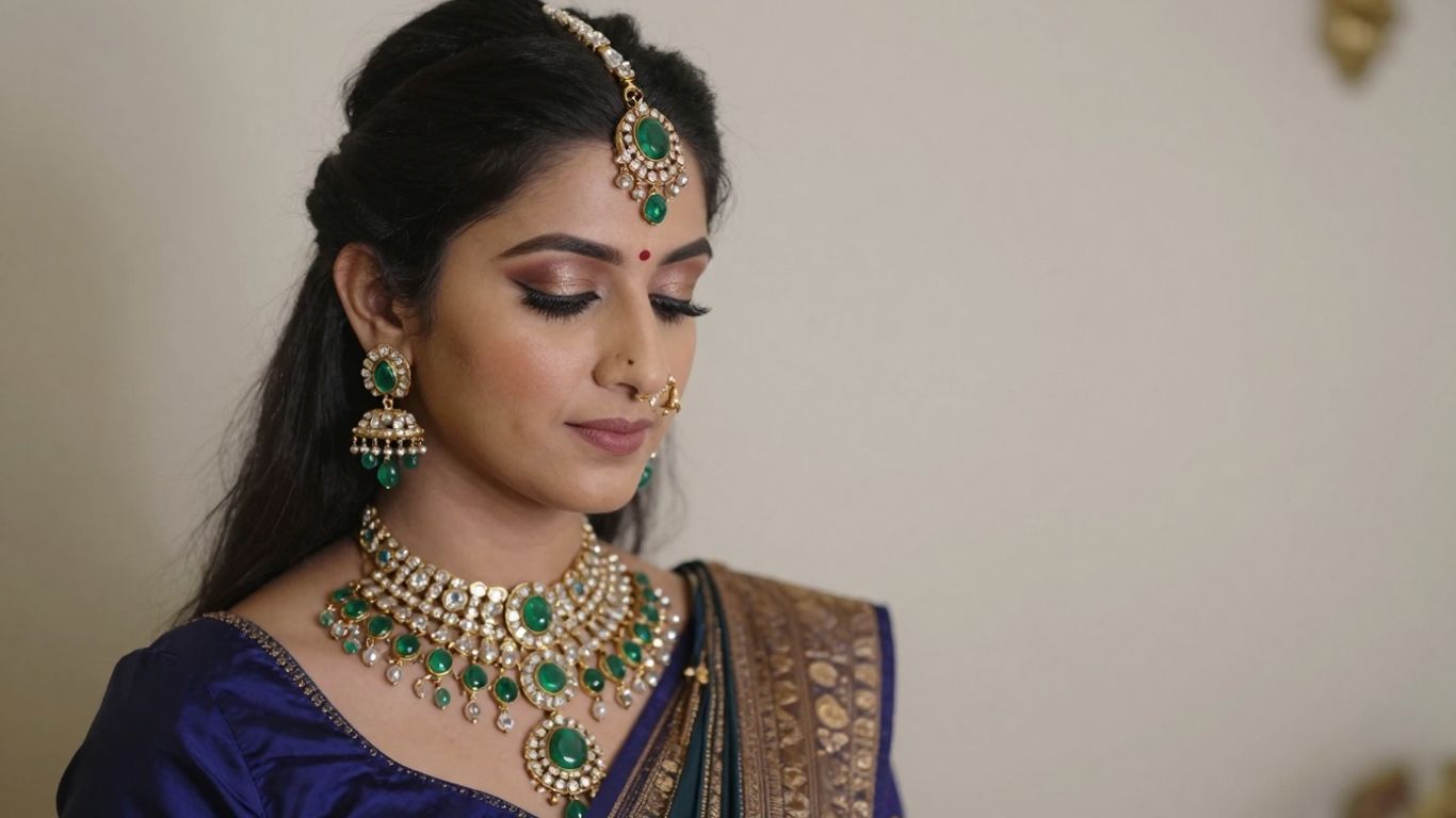 Polki necklace set with uncut diamonds and emeralds.