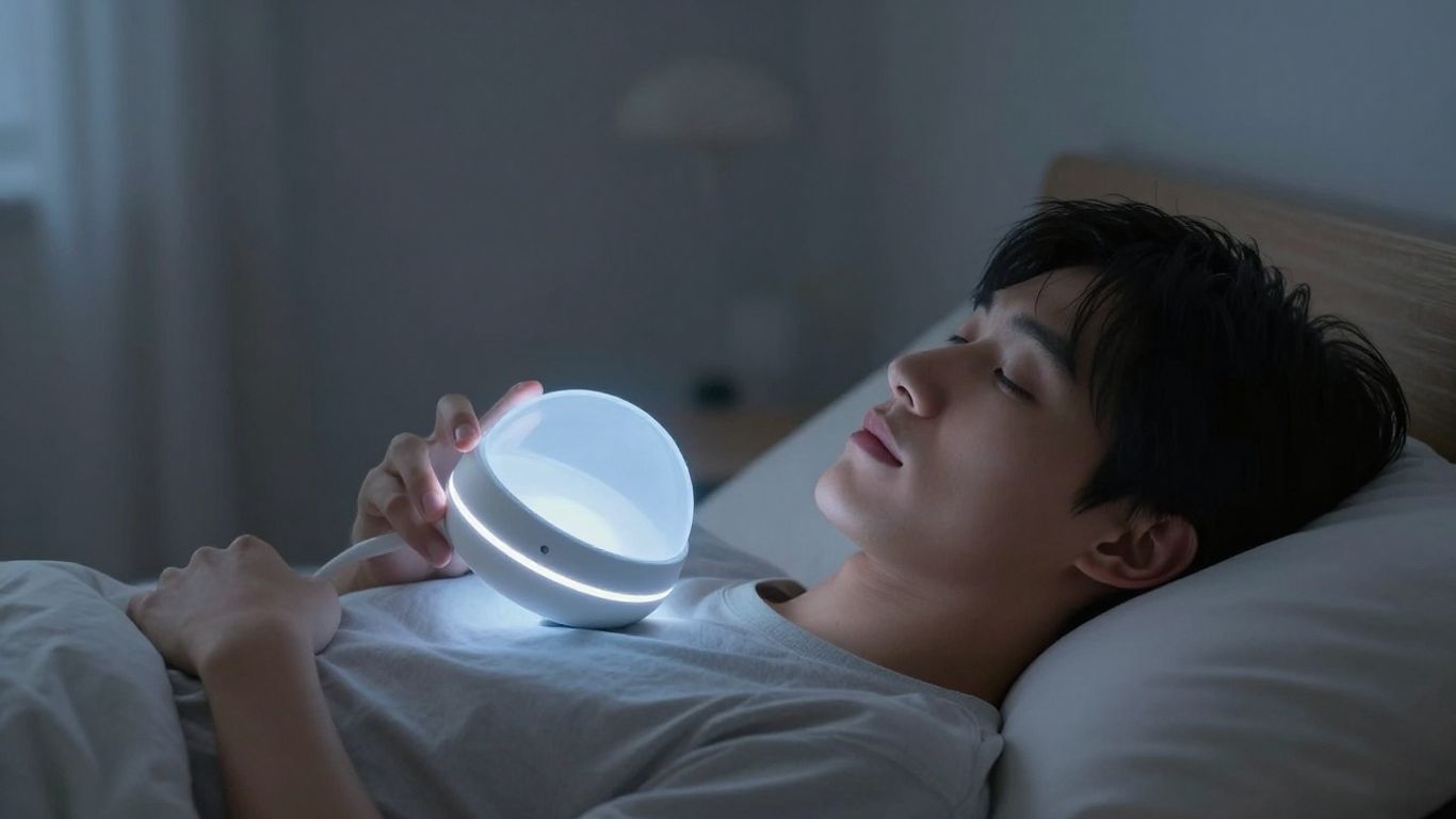 Person relaxing with Vibe PEMF device