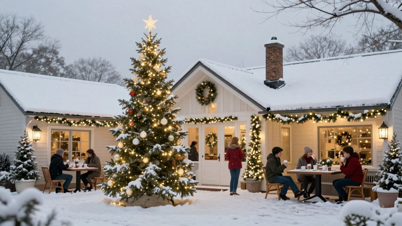 DFW winter celebration spots with festive lights and decor.