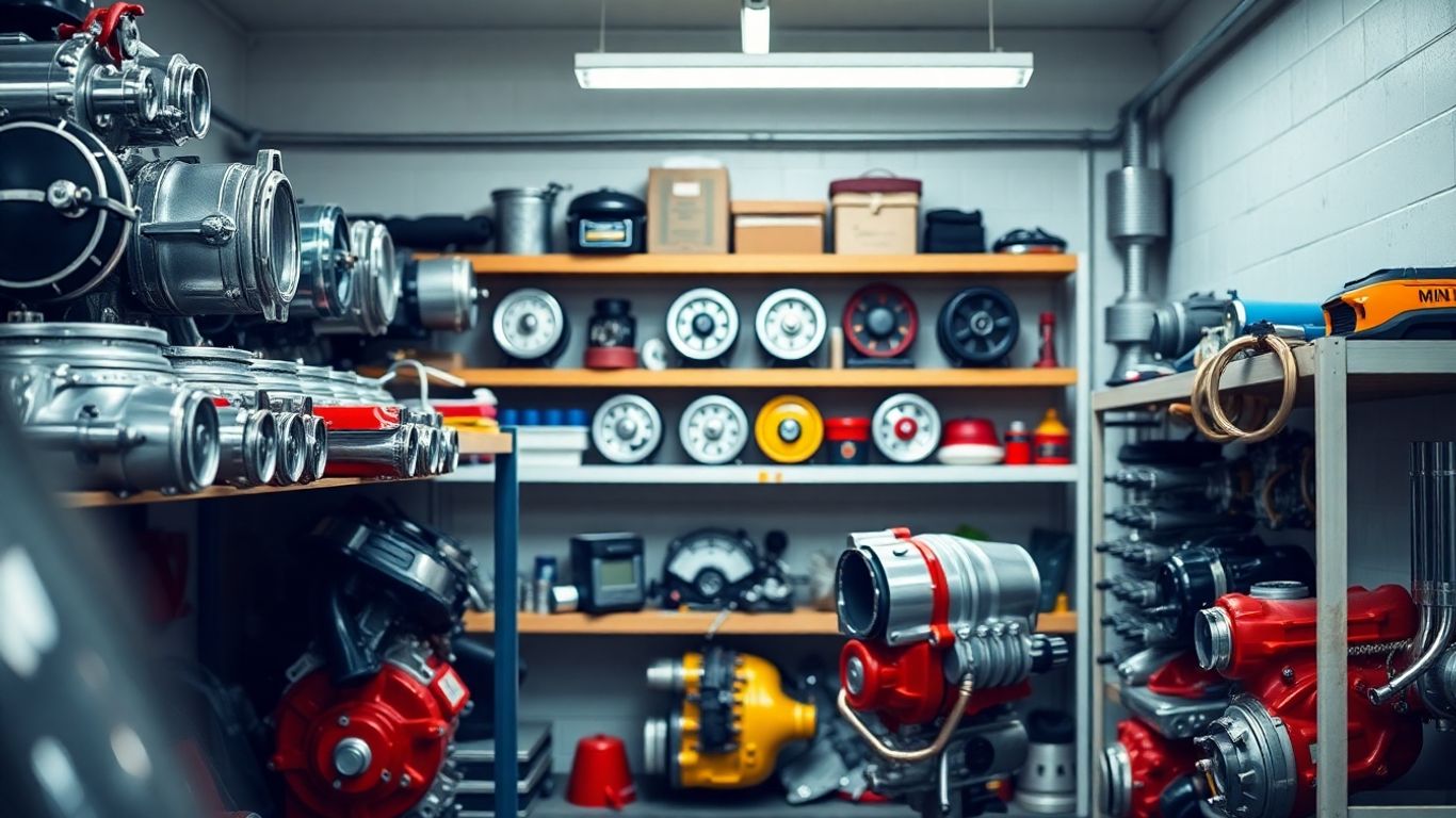 Mini Cooper parts in a workshop