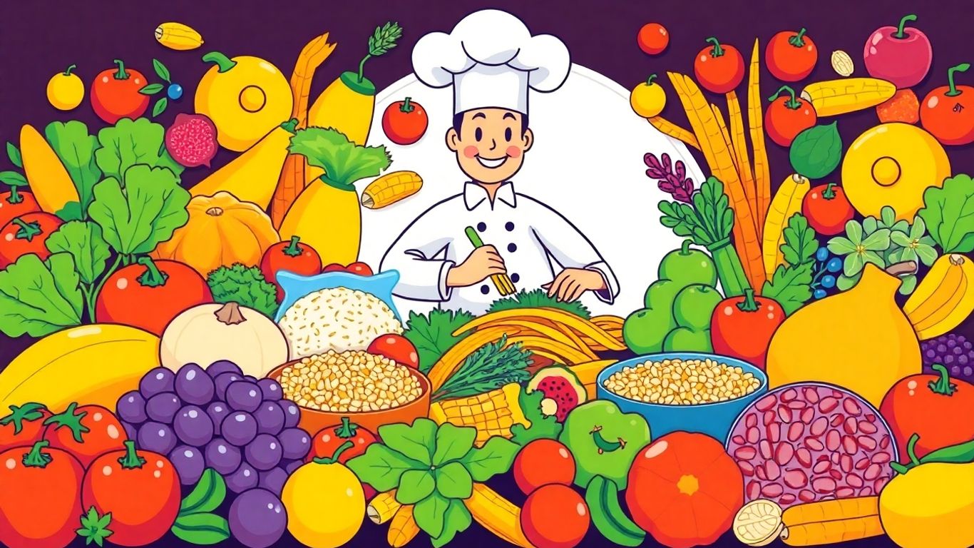 Fresh food and a chef preparing a meal safely.