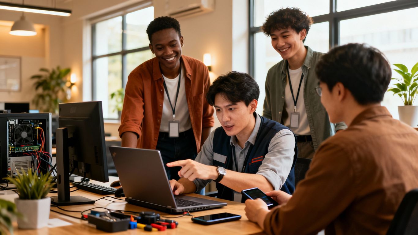 IT support team helping users with technology.