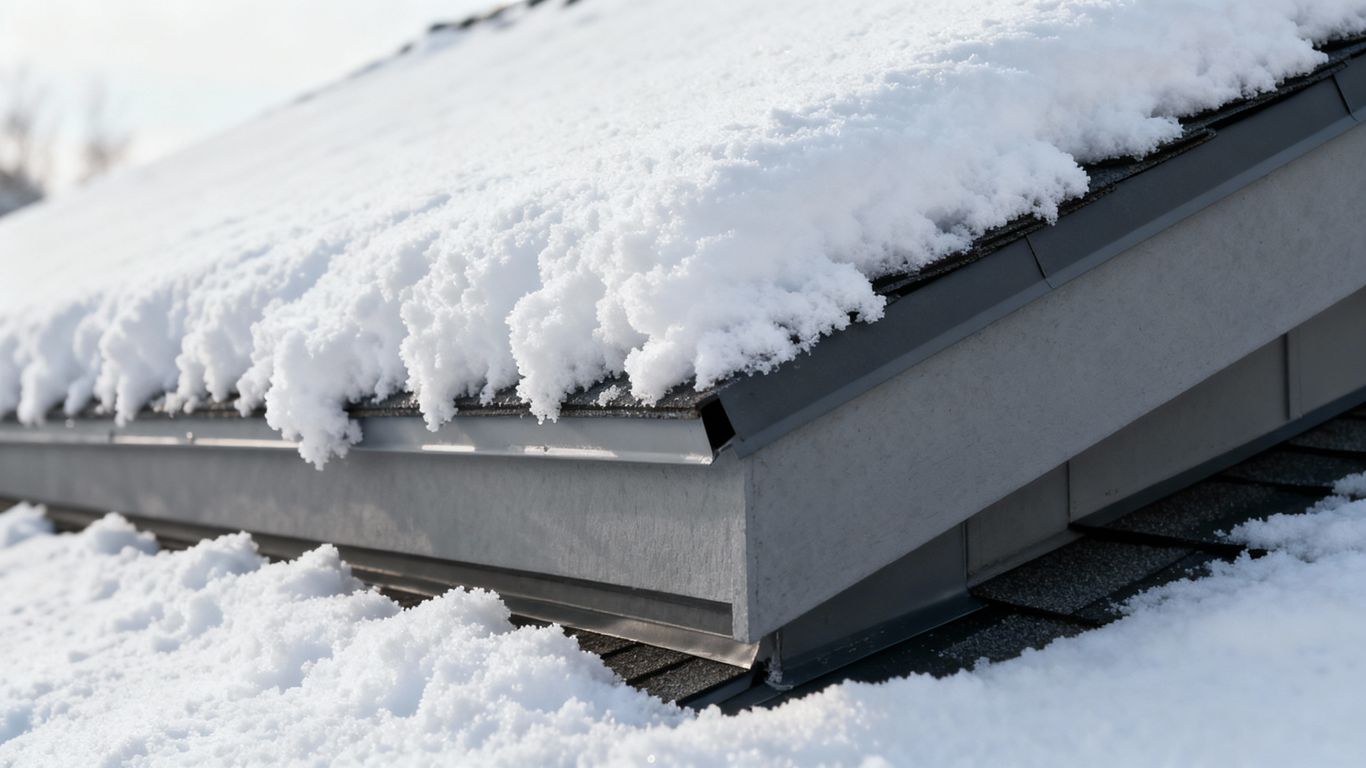 Snow load on a secure roof installation.
