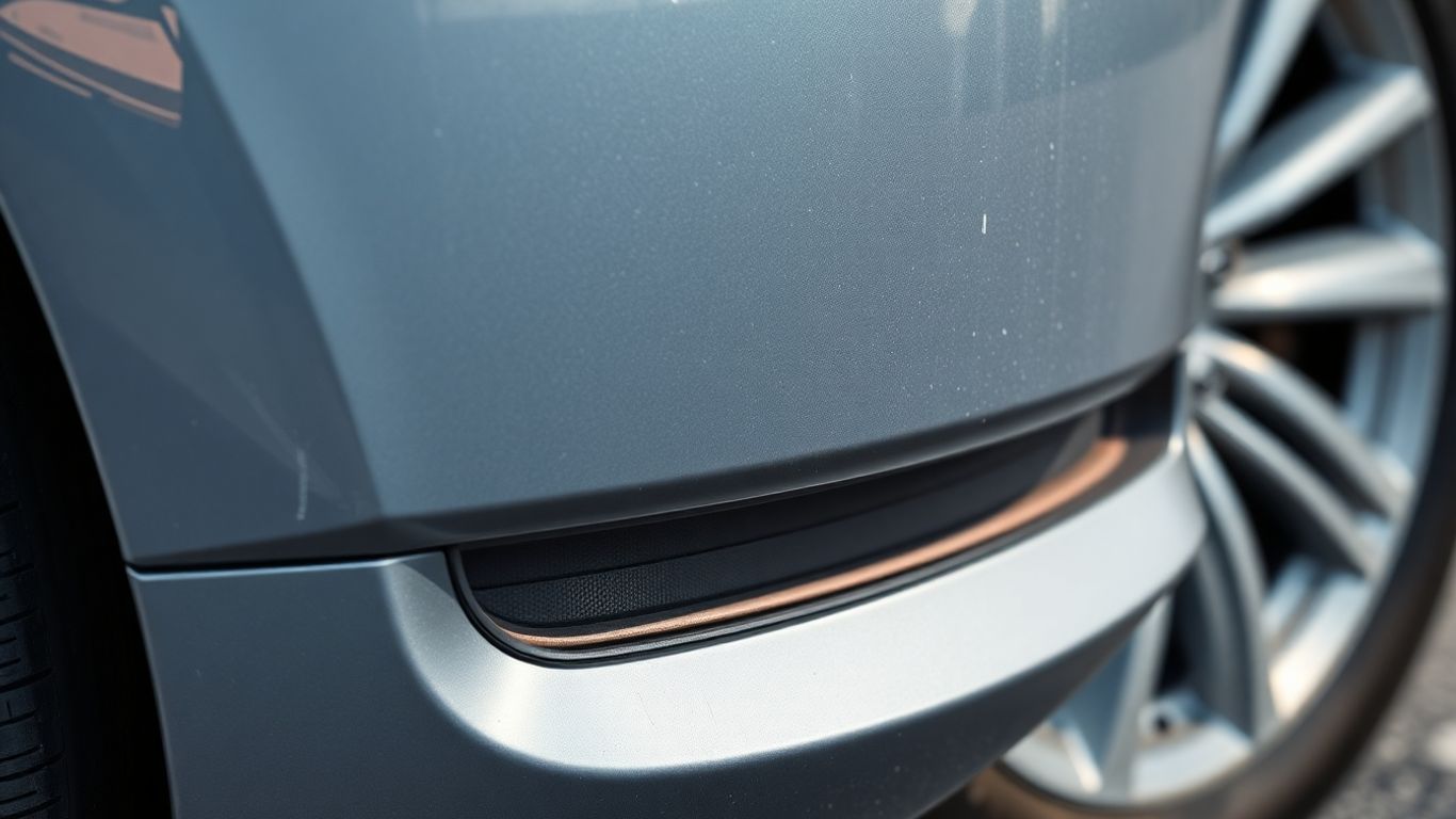 Auto mit sichtbaren Schäden an Stoßstange und Reifen