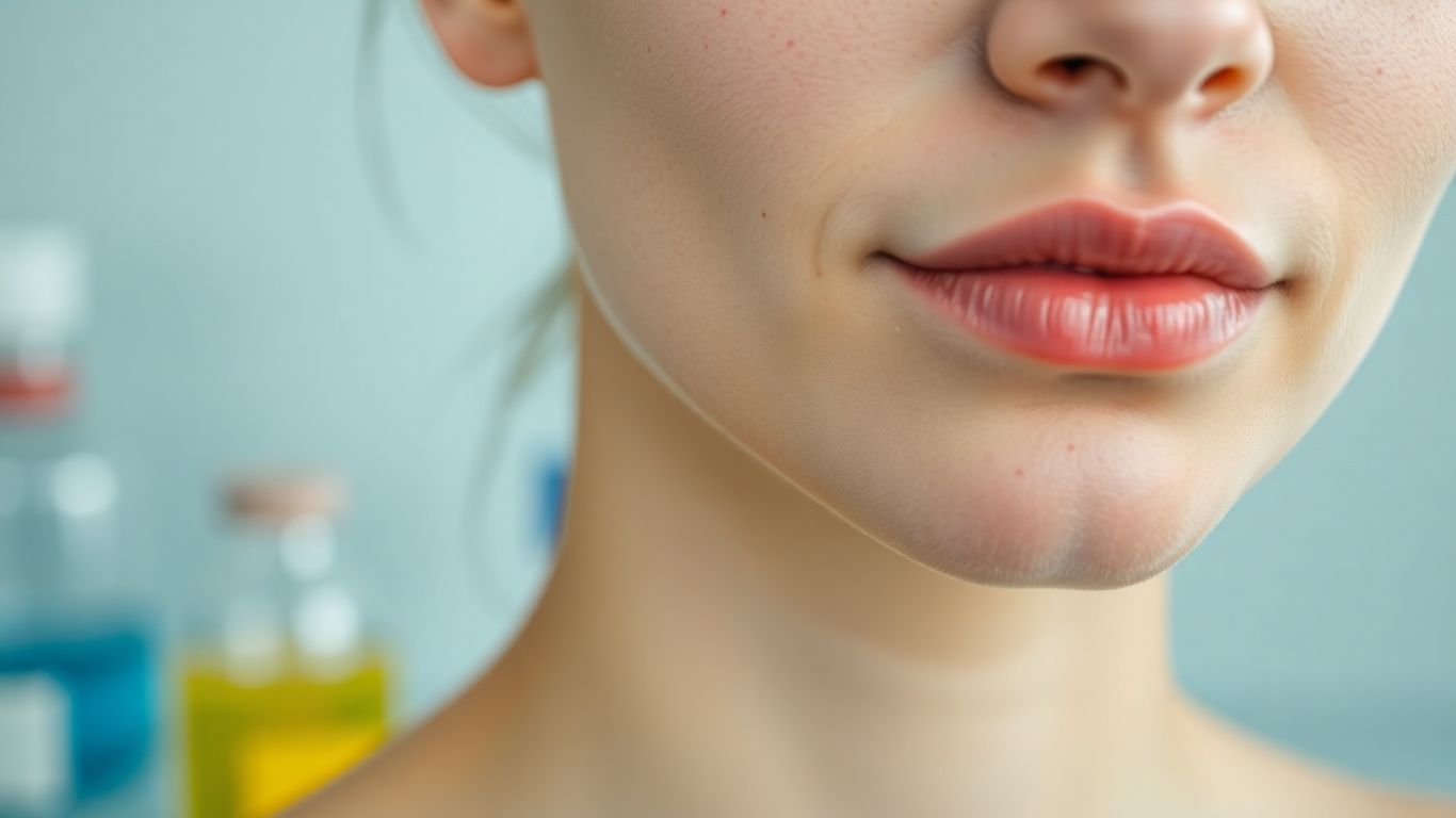 Close-up of skin with abstract chemical swirls.