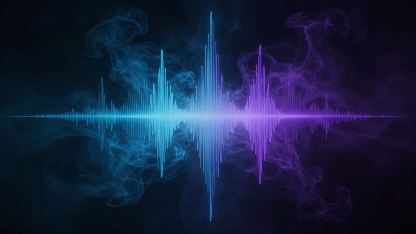 Cinematic trap sound waves with dramatic lighting.