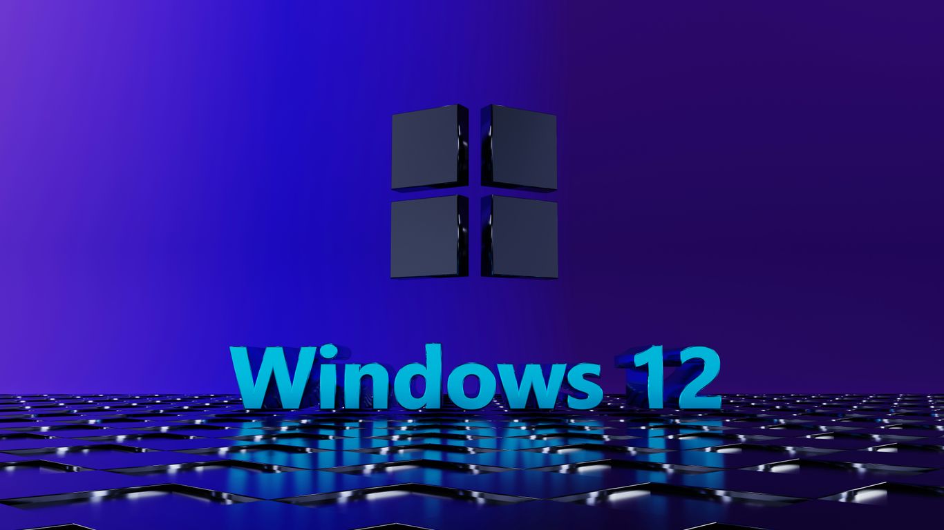 a purple and blue background with the words windows 12 on it