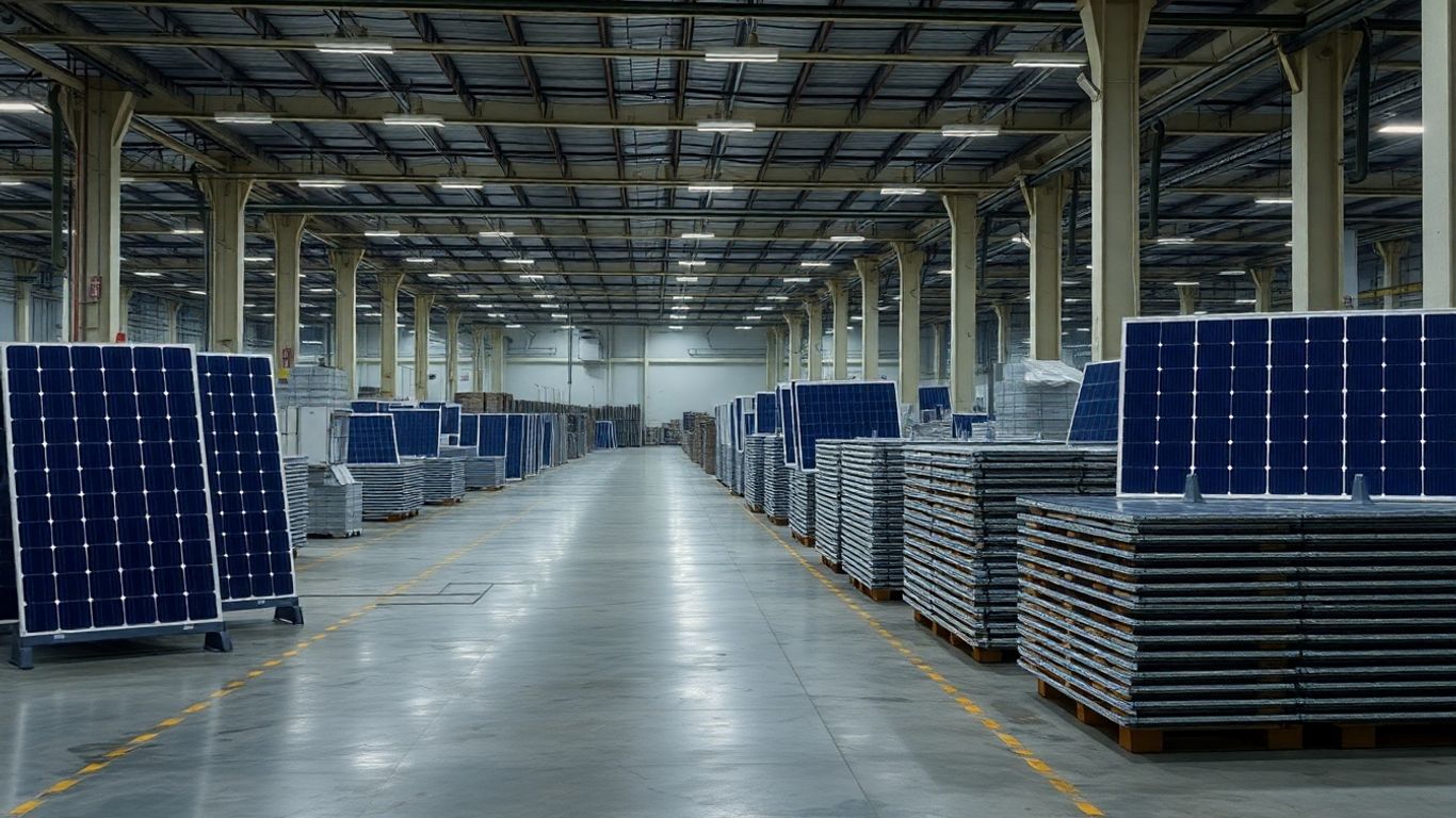 Panneaux solaires dans une usine vide