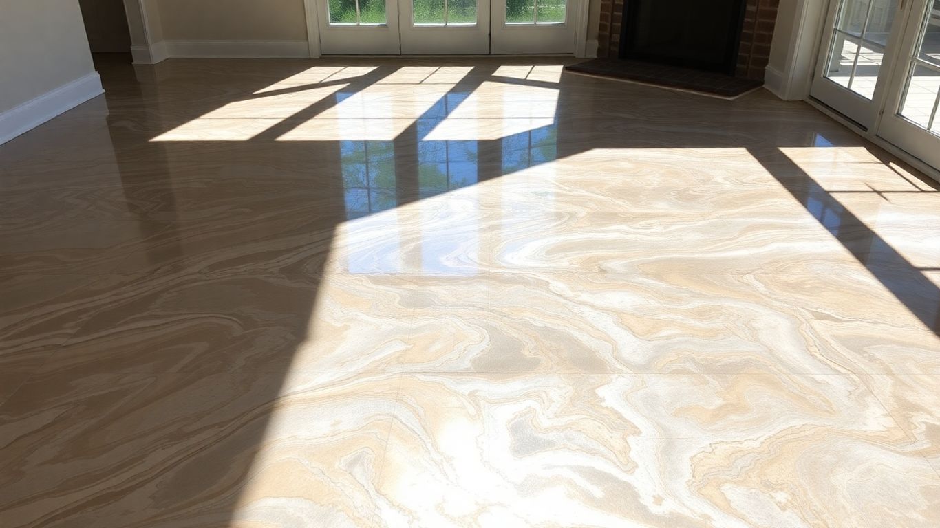 Metallic epoxy floor in a Hill Country home.