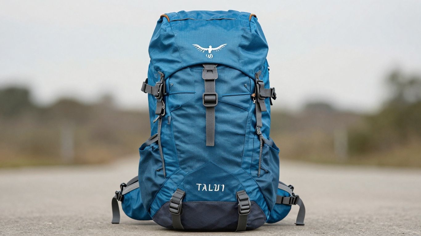 Osprey Talon 44 backpack, front view, blue color