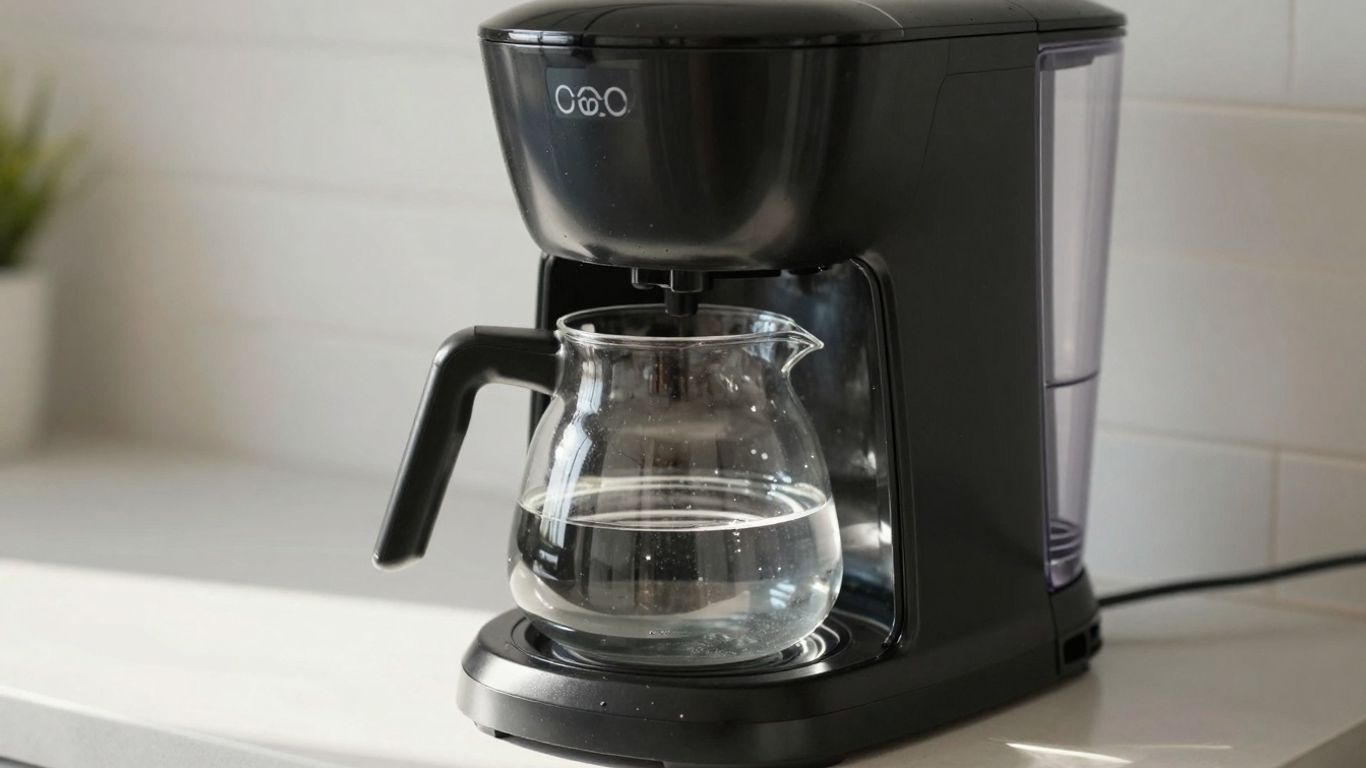 Sparkling clean coffee maker with clear water carafe.