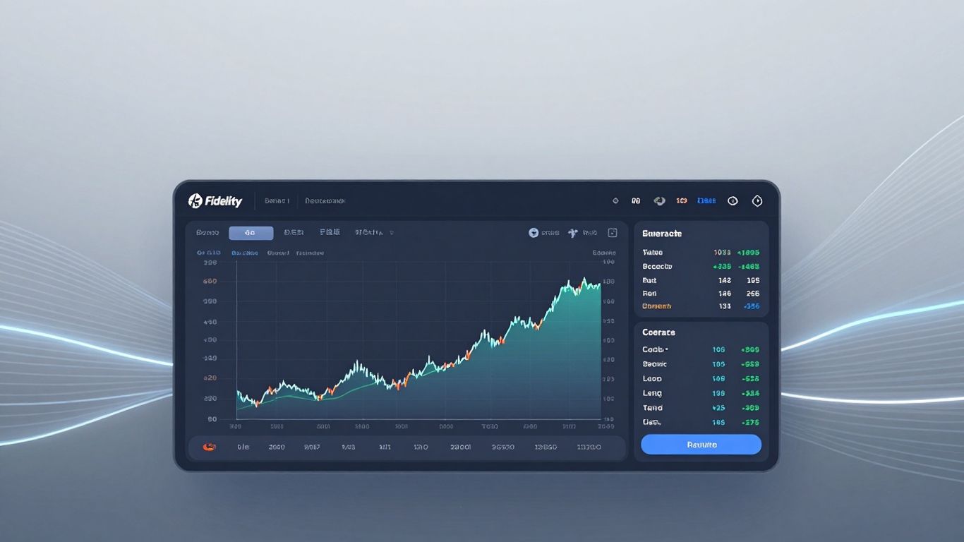 Fidelity crypto interface with charts and financial data.