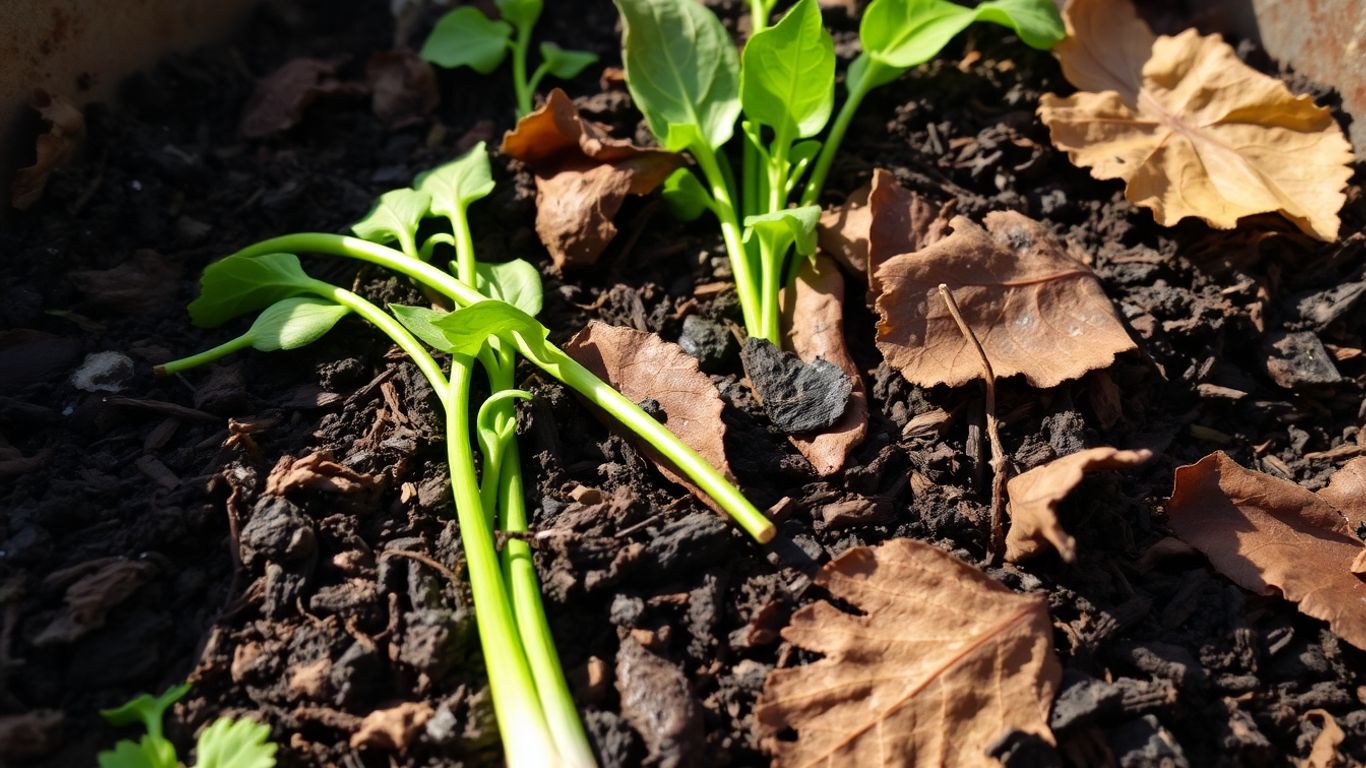 Composteira doméstica com materiais orgânicos em decomposição.