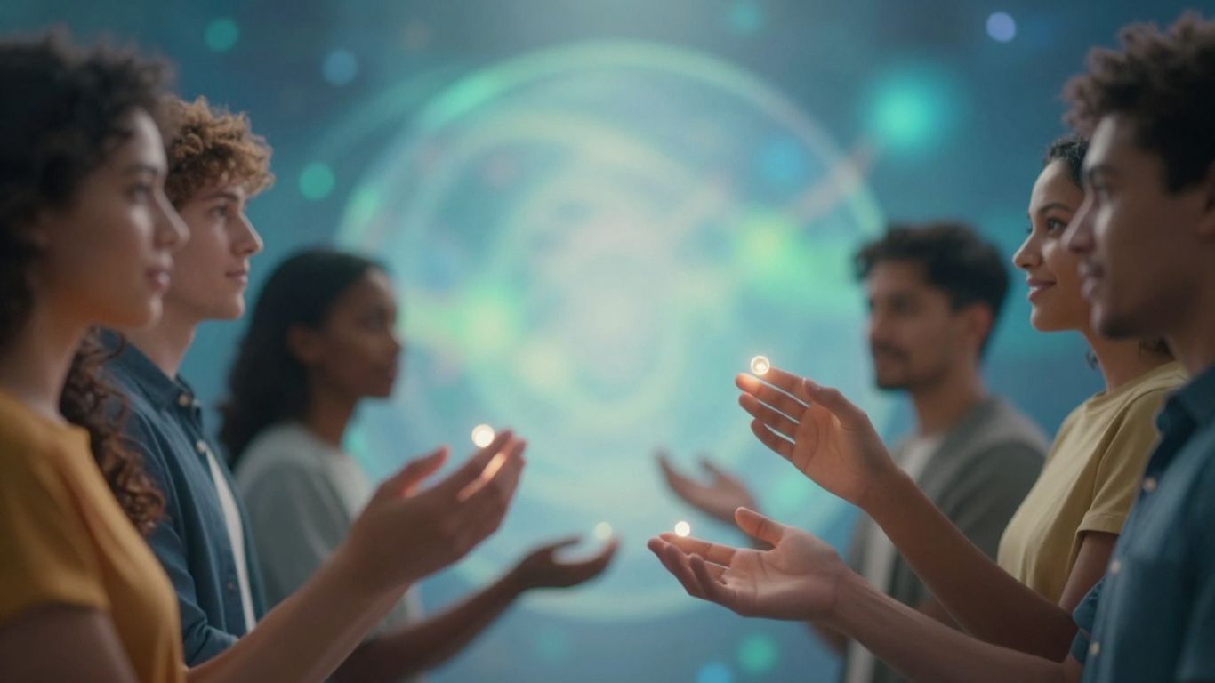 People reaching towards a bright light, symbolizing insurance.