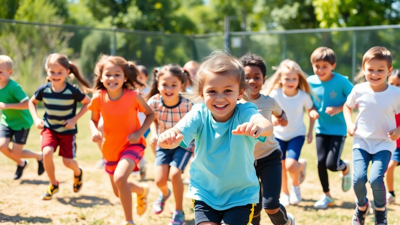 Kinder bei einer sportlichen Aktivität im Freien