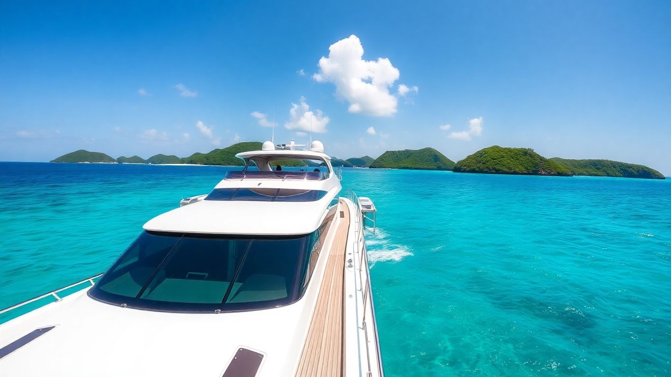 Luxury yacht sailing in the Caribbean Sea.